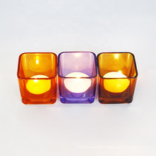 Custom Square Wide Mouth Colors Glass Candle Cup Thick Base Candle Jar 120ml